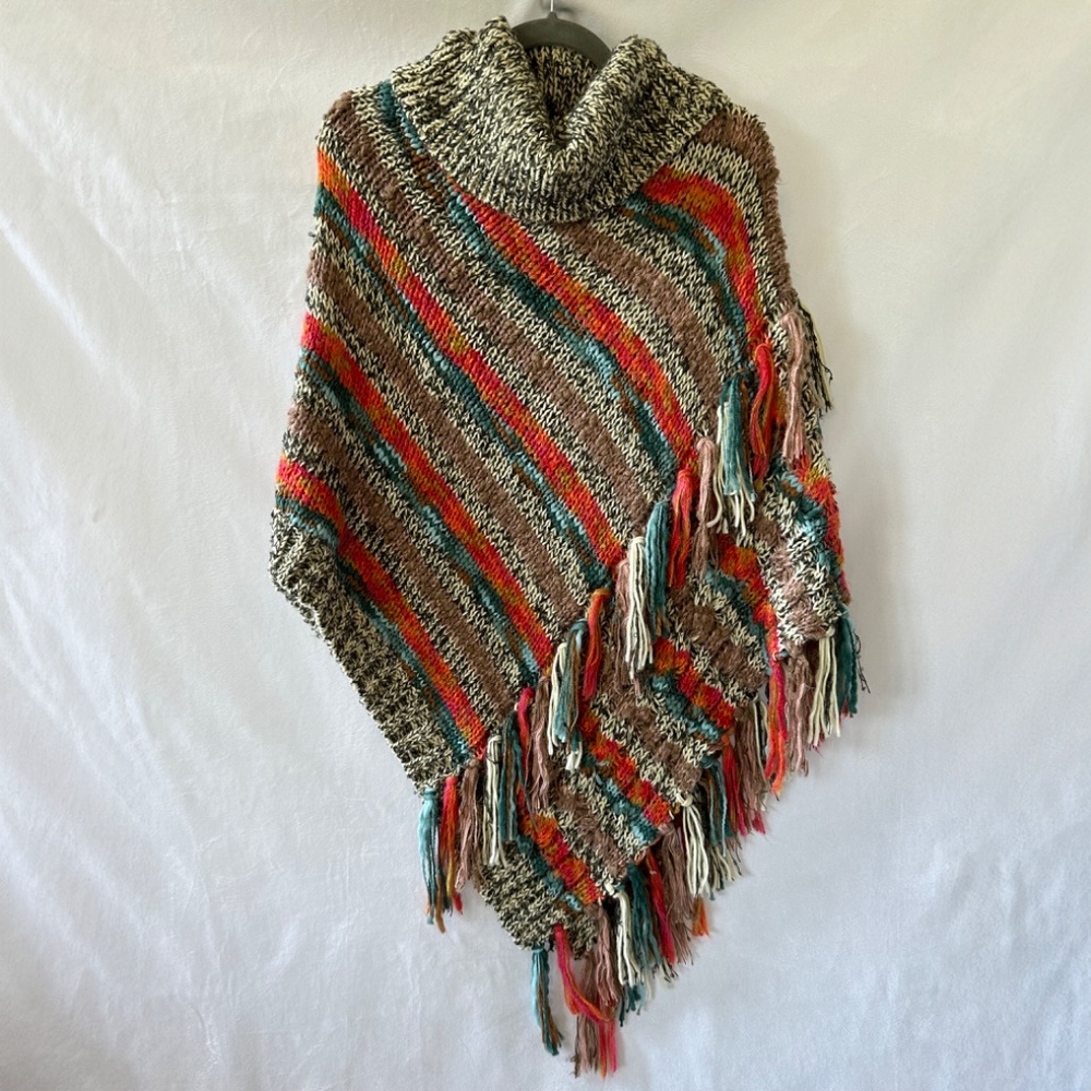 Anthropologie Tasseled Turtleneck Poncho